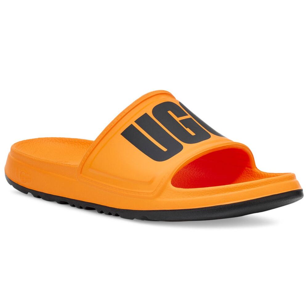 NEW UGG Men's Wilcox Slide Sandals US 12 Saffron Yellow EVA Logo Wide Strap